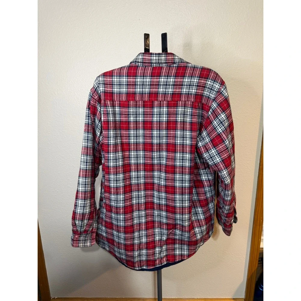 Claybrooke Outdoors Mens Large Red Plaid Quilted Lined Flannel Shirt Jacket L